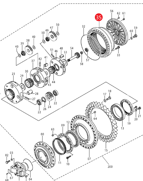 Industrial-Grade Excavator Gearbox Ring Gear EX1200-5C/EX1200-6 1030106
