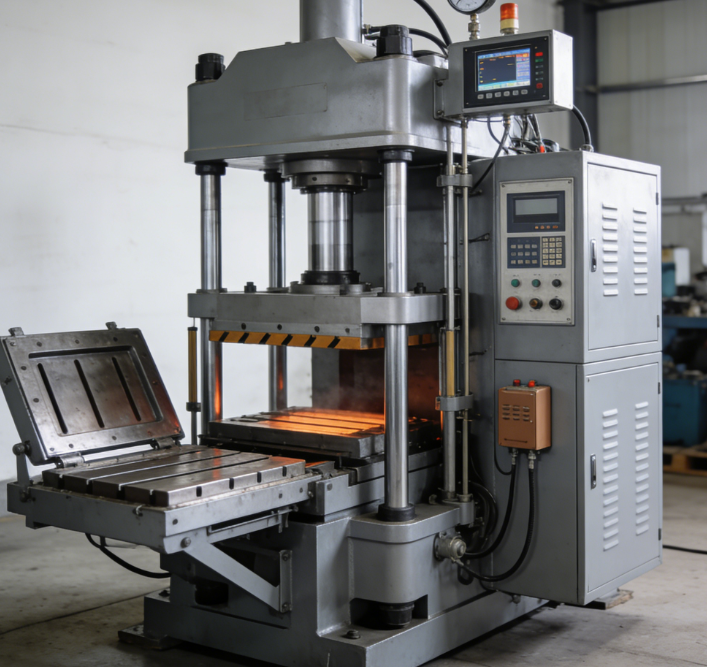 Rubber Vulcanizing Machine Designed For Multi Layer Rubber Vulcanization With Heating Systems And Compact Industrial Design