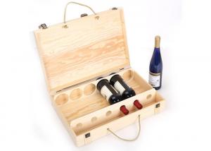 6 Bottoms Personalised Wooden Wine Box , Wooden Champagne Box Natural Color