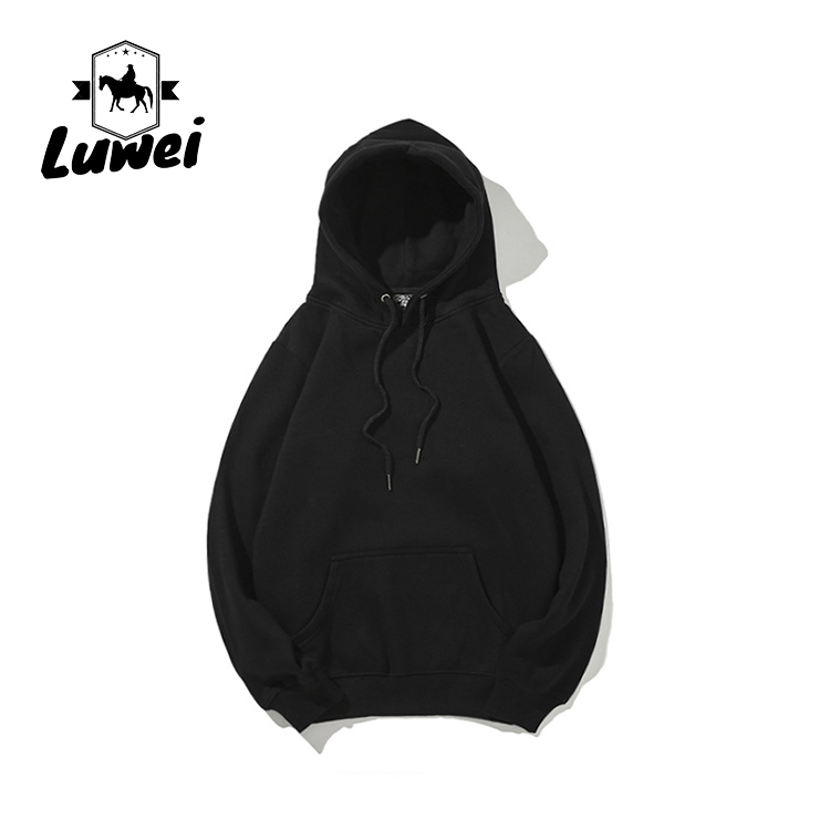 Streetwear Knitted Blank Custom Logo Cotton Black 320g Fitted Gym Over Size Pullover Tracksuit Mans Hoodies
