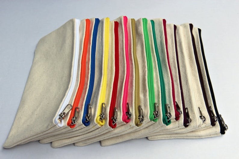 Zipper Closure 10x15cm 8oz Canvas Pouch Bag For Make Up Brush