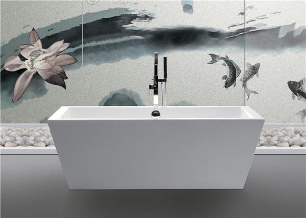 Clear Luxury Square Freestanding Bathtub Rectangular Corner Tub Pure Color