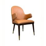 Customized brown Dining Chairs PU Leather Hotel Furniture Medium Back