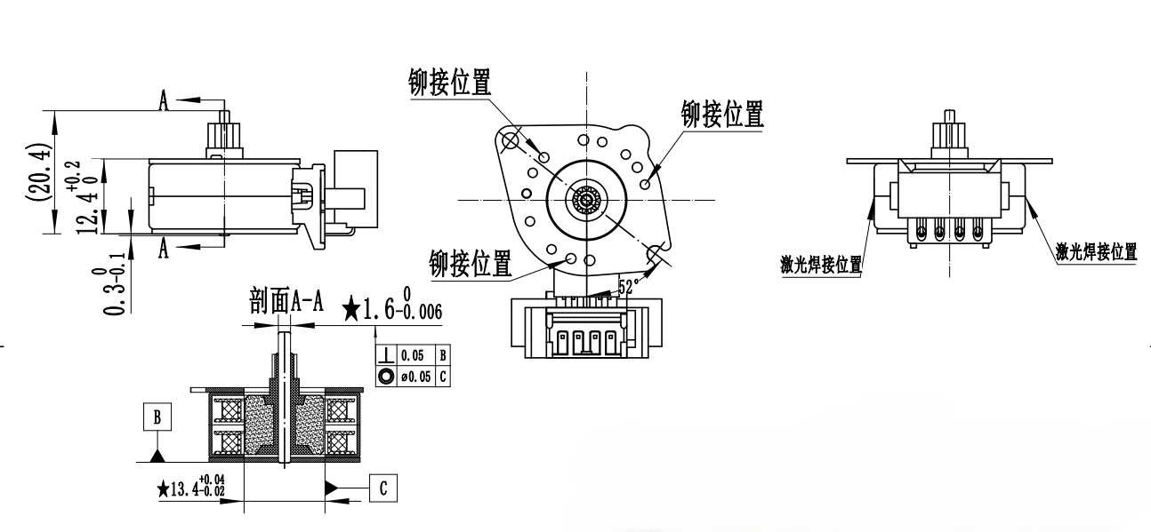 25BY412-89 Permanent Magnet Stepper Motor with 12V Voltage 415Ω Resistance and 7.5 °Step Angle for Refrigerator air door