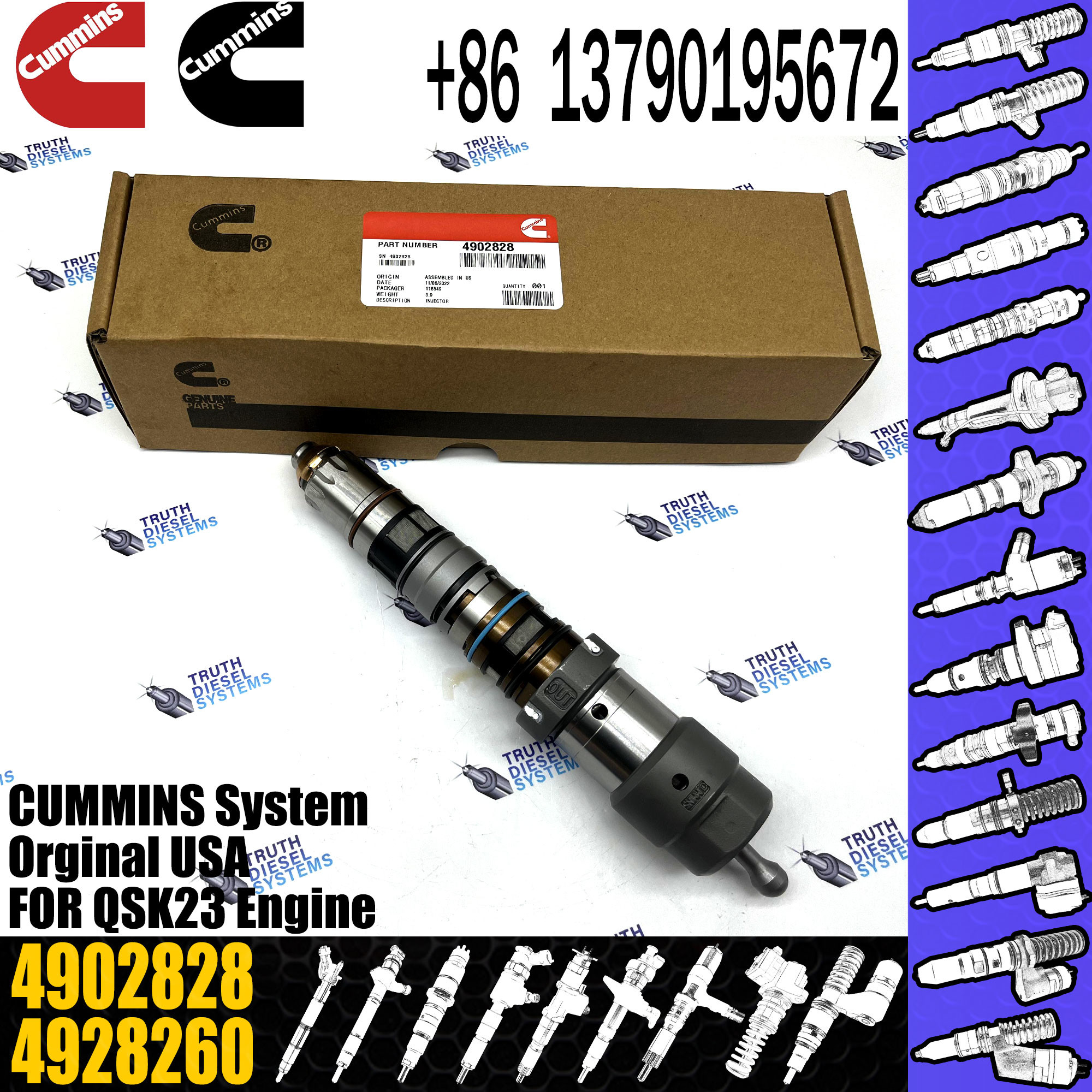 Diesel Engine Parts Fuel Injector 4903472 2360962 2352888 3076130 2530618 4964170 1846348 4326781 4902828
