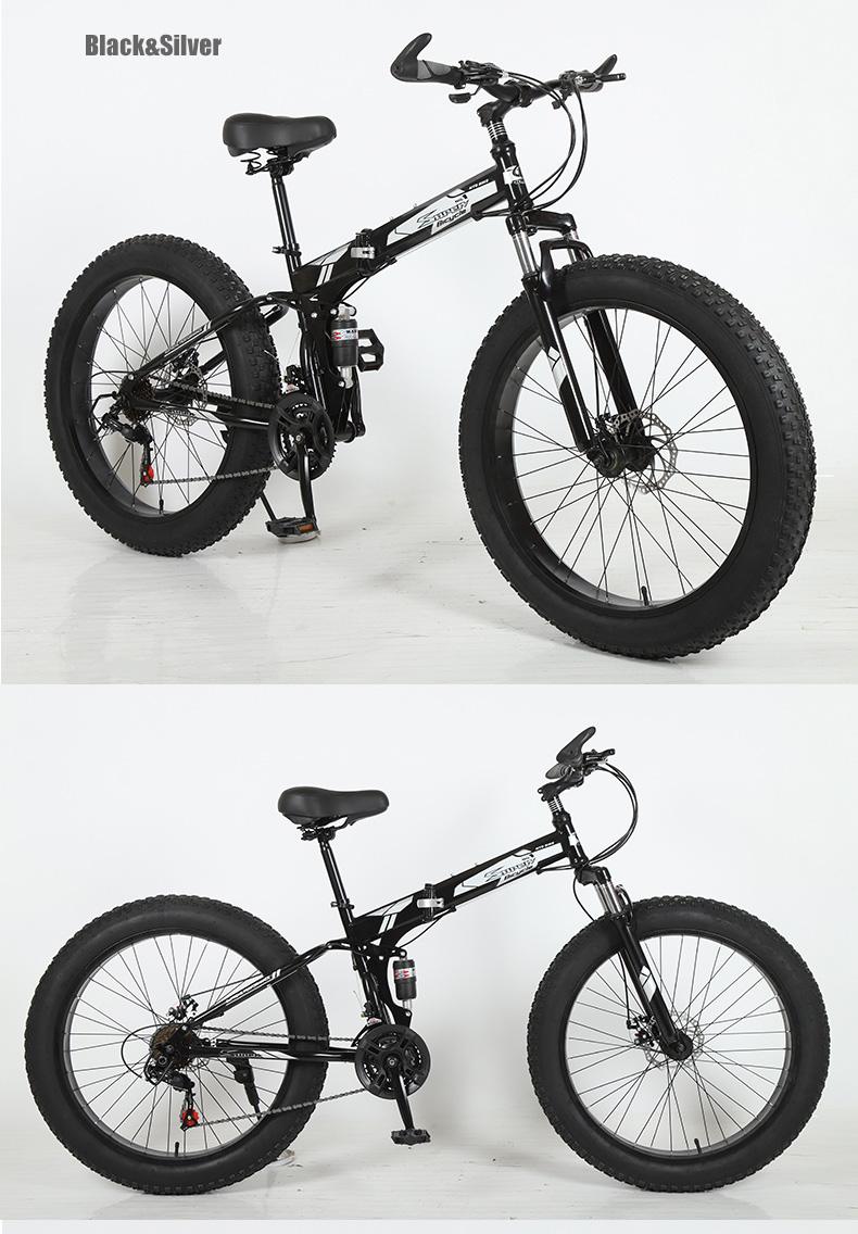 Customizable 26 Inches Fat Tire Folding Snow Mountain Bike with Aluminum Alloy Shift Levers and carbon Steel Fork