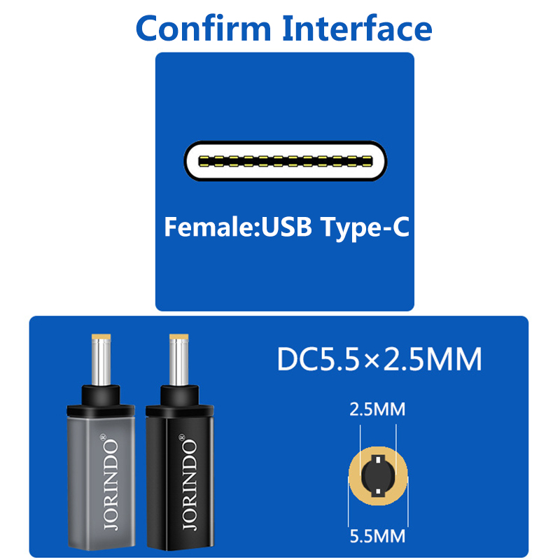 100W USB Type C Female To DC 5.5*2.5mm Male PD Decoy Spoof Trigger Jack Laptops Fast Quick Charge Plug Power Adapter Converter