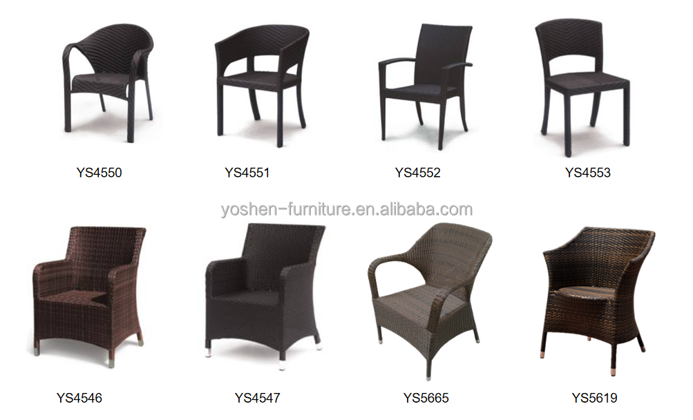 Yoshen French Bistro Dining Arm Chair Rattan Comfortable Waterproof Contemporary Design Outdoor Hotel Restaurant