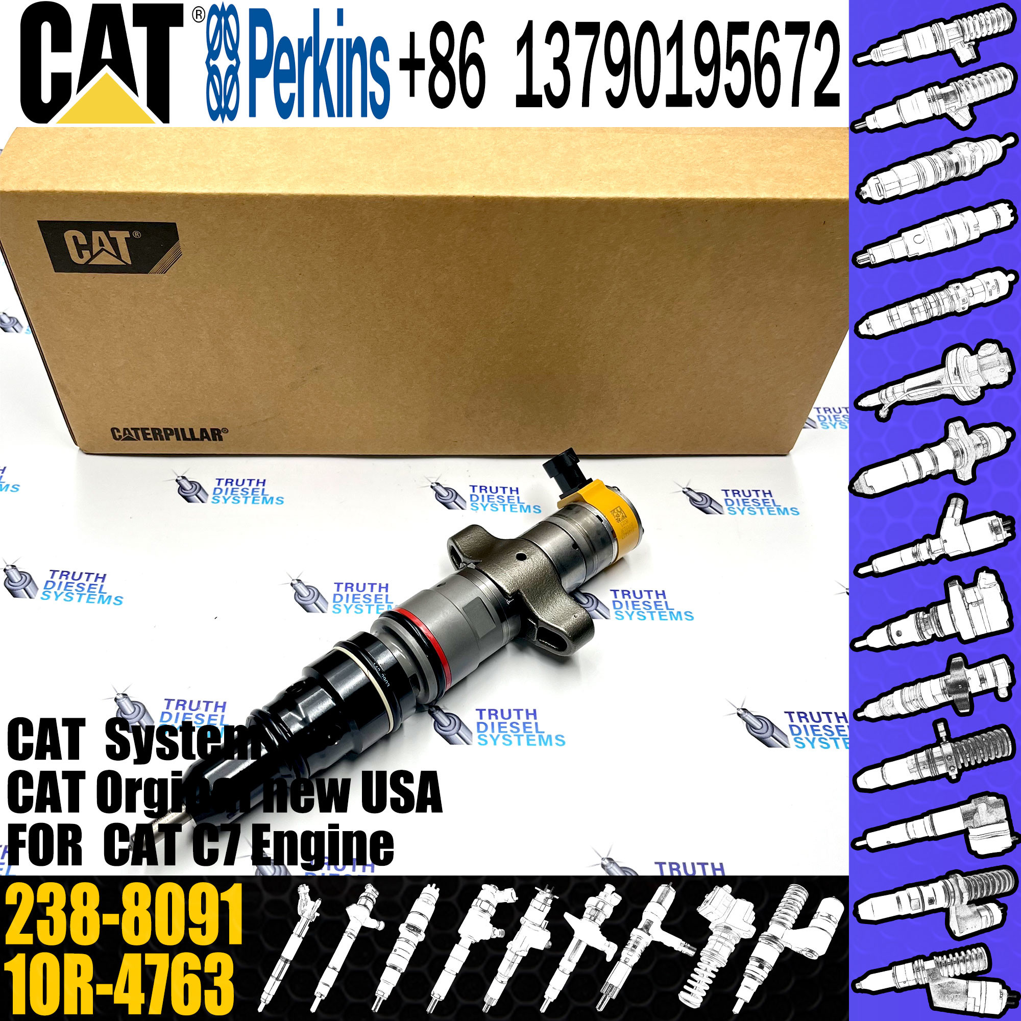 CAT C7 series common rail injectors 238-8091 557-7627 243-4503 20R-9079 OR-8071 268-1835 295-1412 injectors