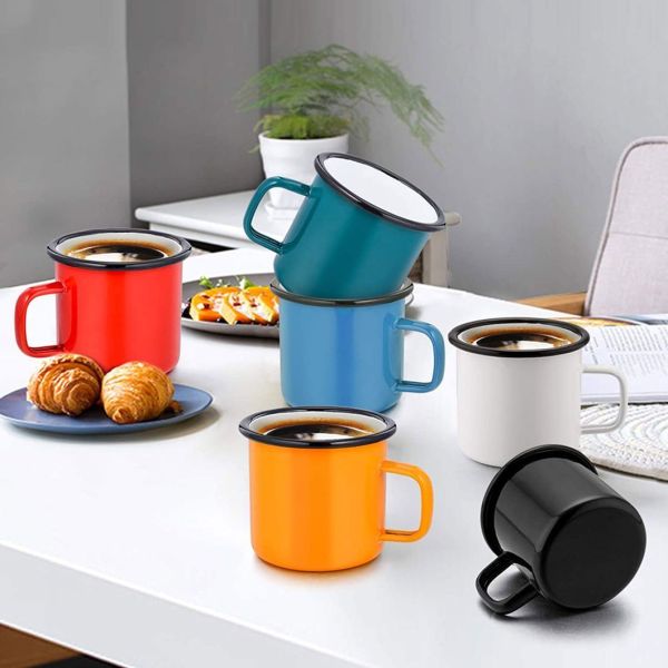 80000pieces Year Metal Steel Enamel Coffee Tea Mugs Customized Logo Printing Durable And Practical Camping Mug