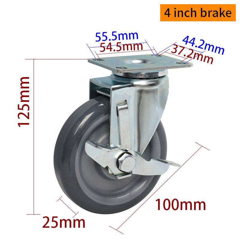 Zinc Coating Light Duty Casters Grey 4 Inch Chair Casters 364P-76
