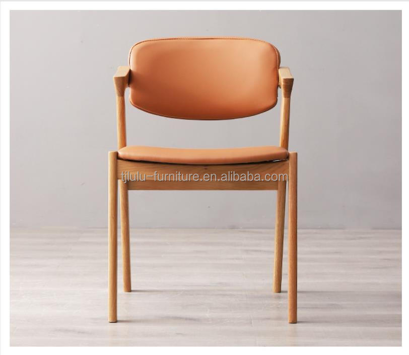 Home Furniture Nordic Style Z Shaped Oak Wood Pu/ Fabric Upholstered Dining Chair with OEM Service Accepted General