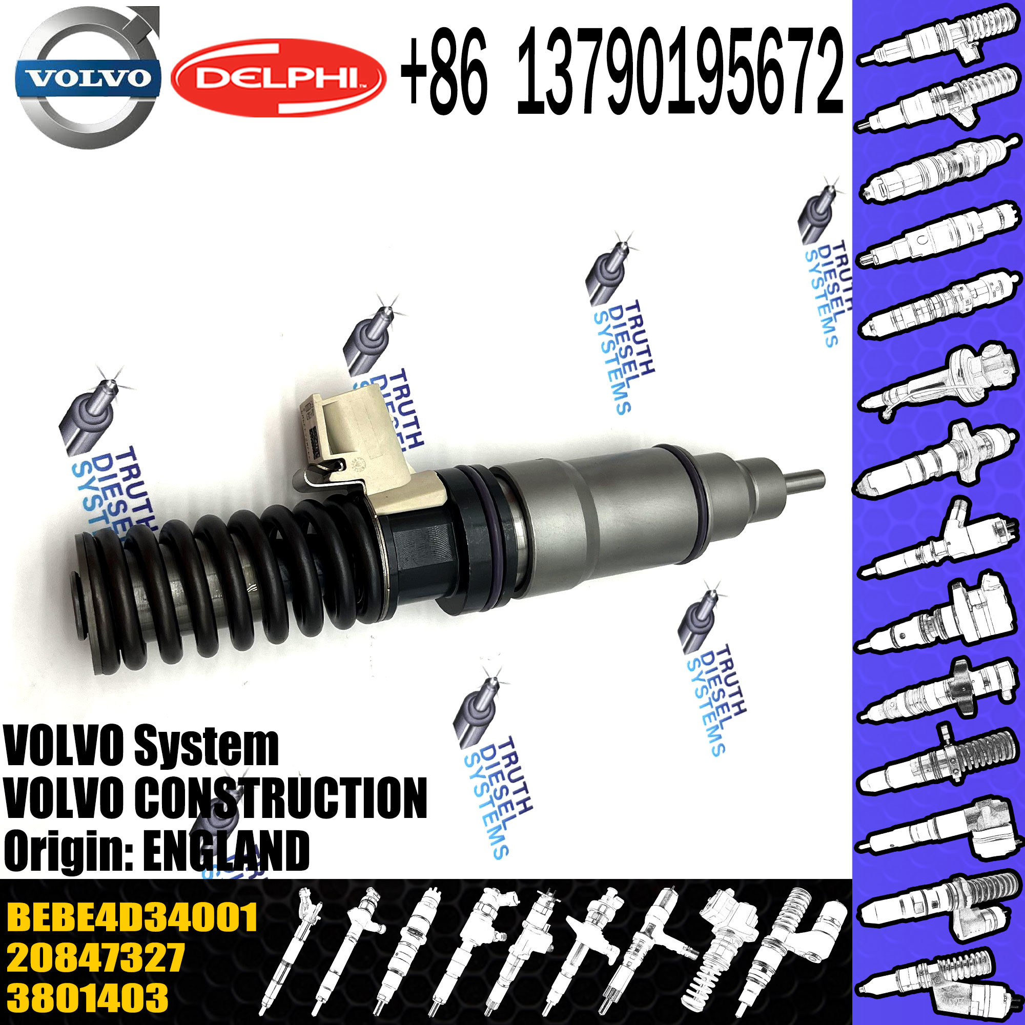 original Diesel Fuel Injector 20847327 BEBE4D03201 BEBE4D03001 BEBE4D3101 BEBE4D34001 E3.18 for VOL D16 US04 / 3