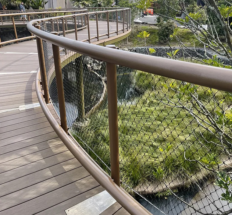Hand Woven Knotted Type Stainless Steel Rope Mesh For Protection Fence