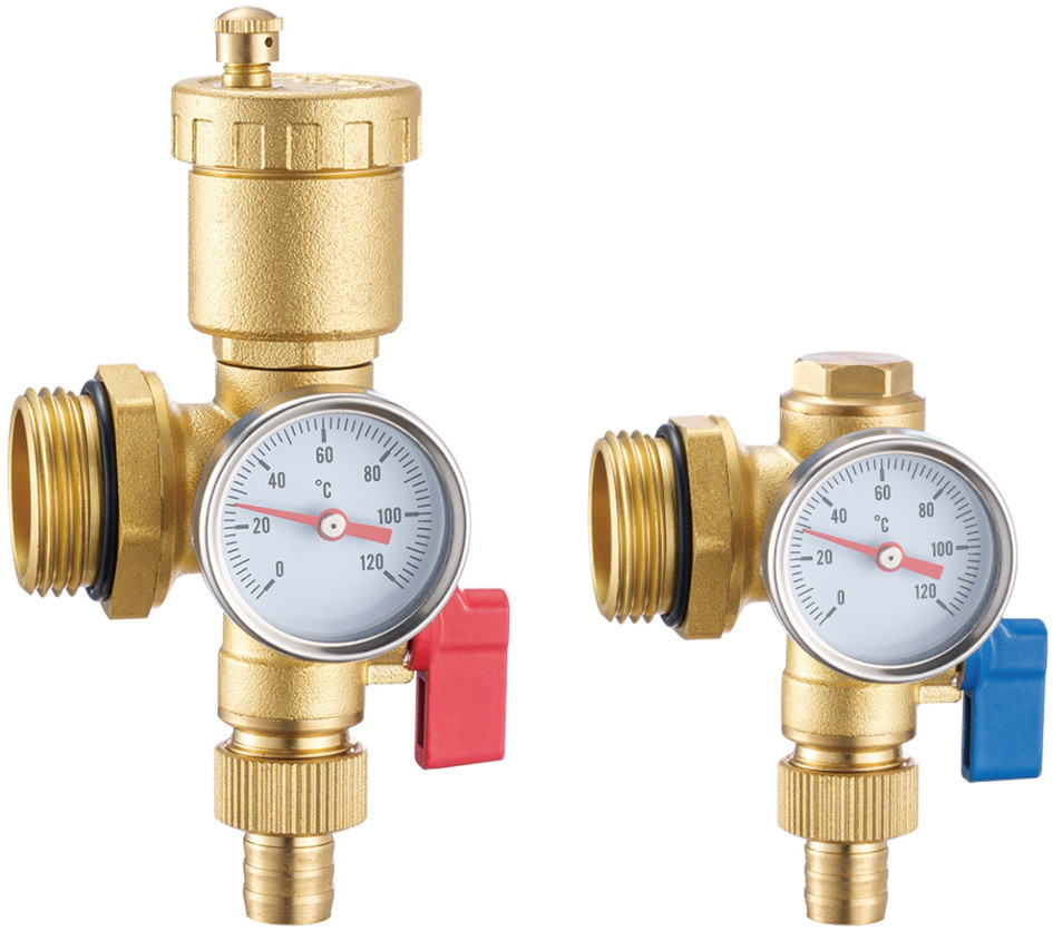 Brass Manifold Parts Integrated Air Vent Valve G1/2" Nut Threaded Flushing Drain Valves