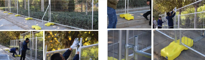 Yellow 2.1m Retractable Temporary Fence 100x200mm Mesh Hole