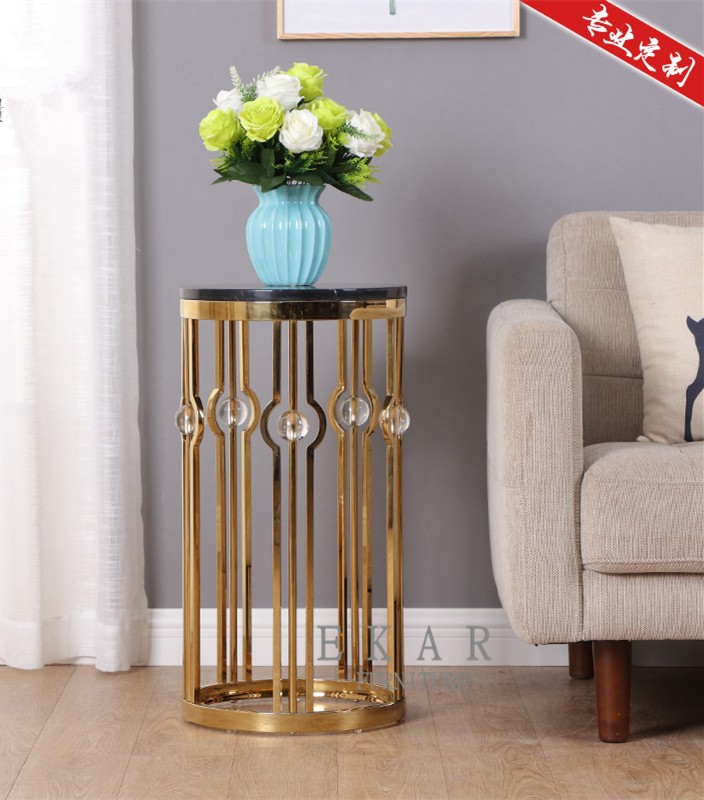 Living Room Furniture Marble Top Side Table Gold