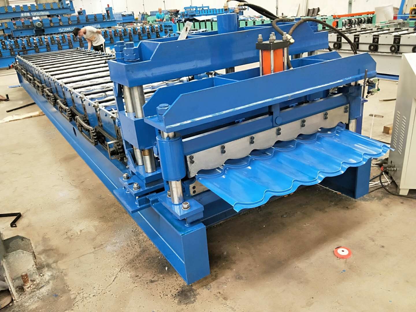 Hydraulic Cutting Glazed Tile Roll Forming Machine With 14 Roller Station
