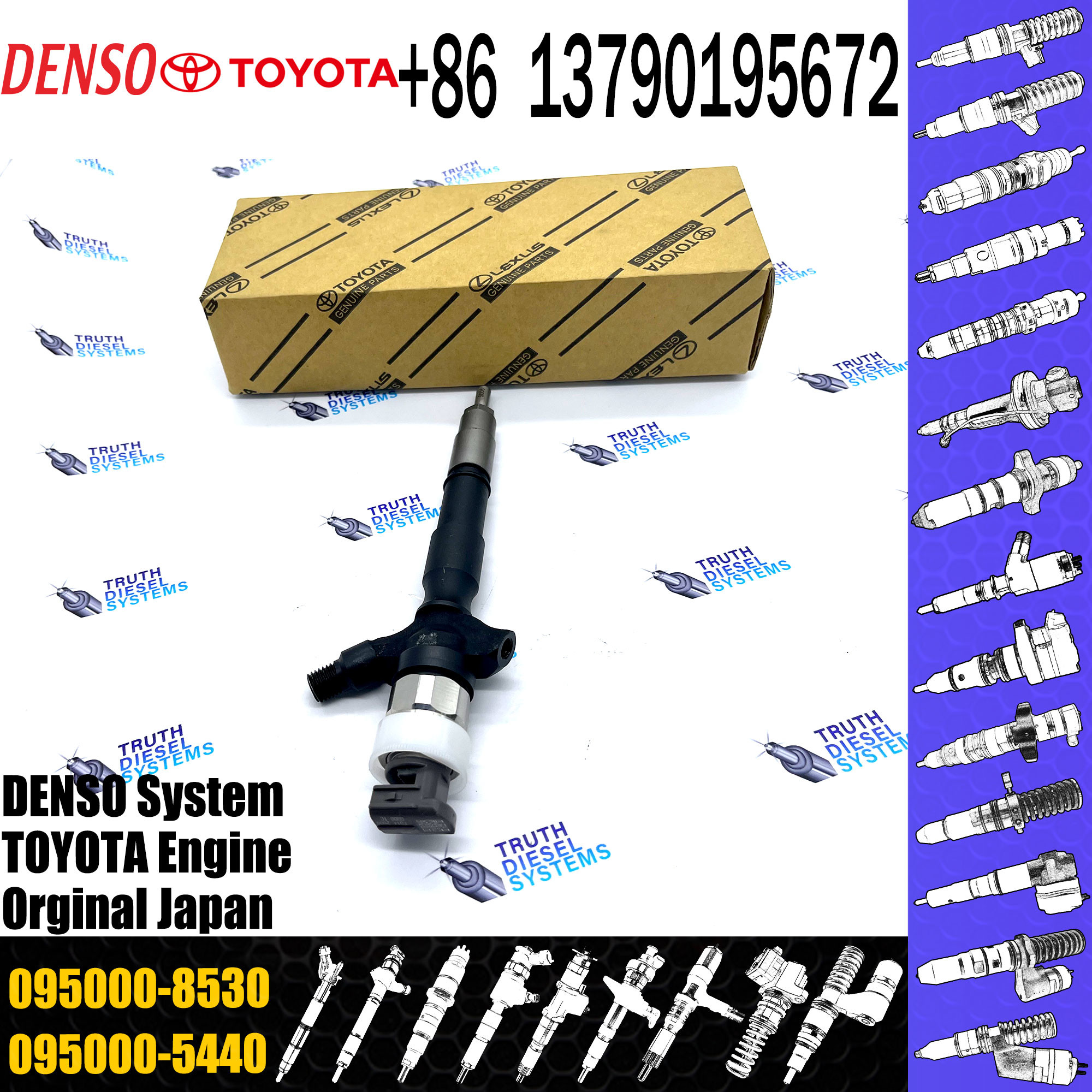 Diesel Injector 23670-09360 23670-0L070 Common Rail Injetor 095000-8740 095000-8530 for TOYOTA Hilux 2KD