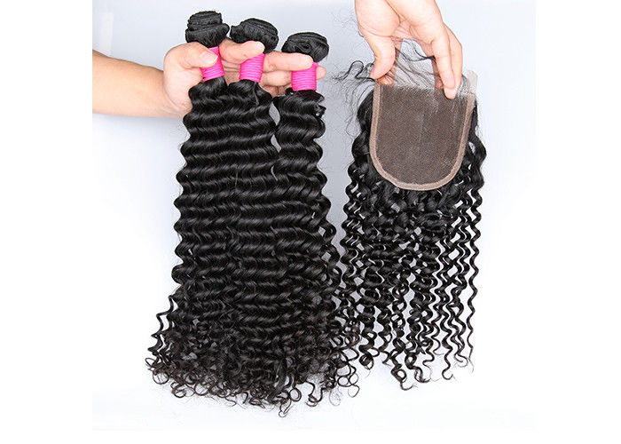 Deep Wave Pure Virgin Human Hair Extensions , Unprocessed Virgin Hair Bundles