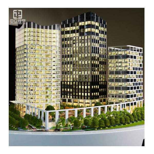 High-Rise Architectural Scale Model Realistic Lighting Facade Details for Office Complex Design Display Property Promotion