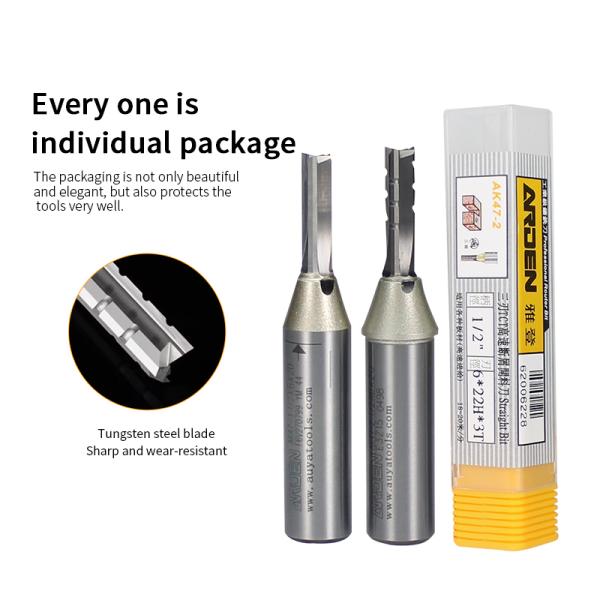 Straight ARDEN Router Bit 3 Slot TCT Router Bit Groove Milling Cutter 1/2 Shank