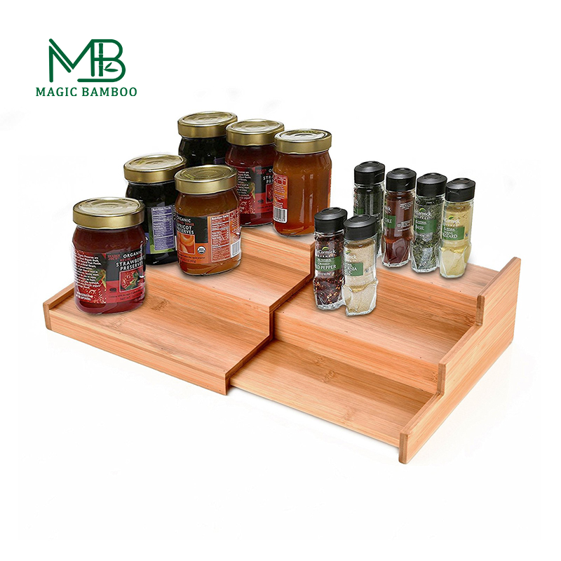 Sustainable Bamboo Spice Rack Display Shelf Kitchen Cabinet Organizer Storage Holders