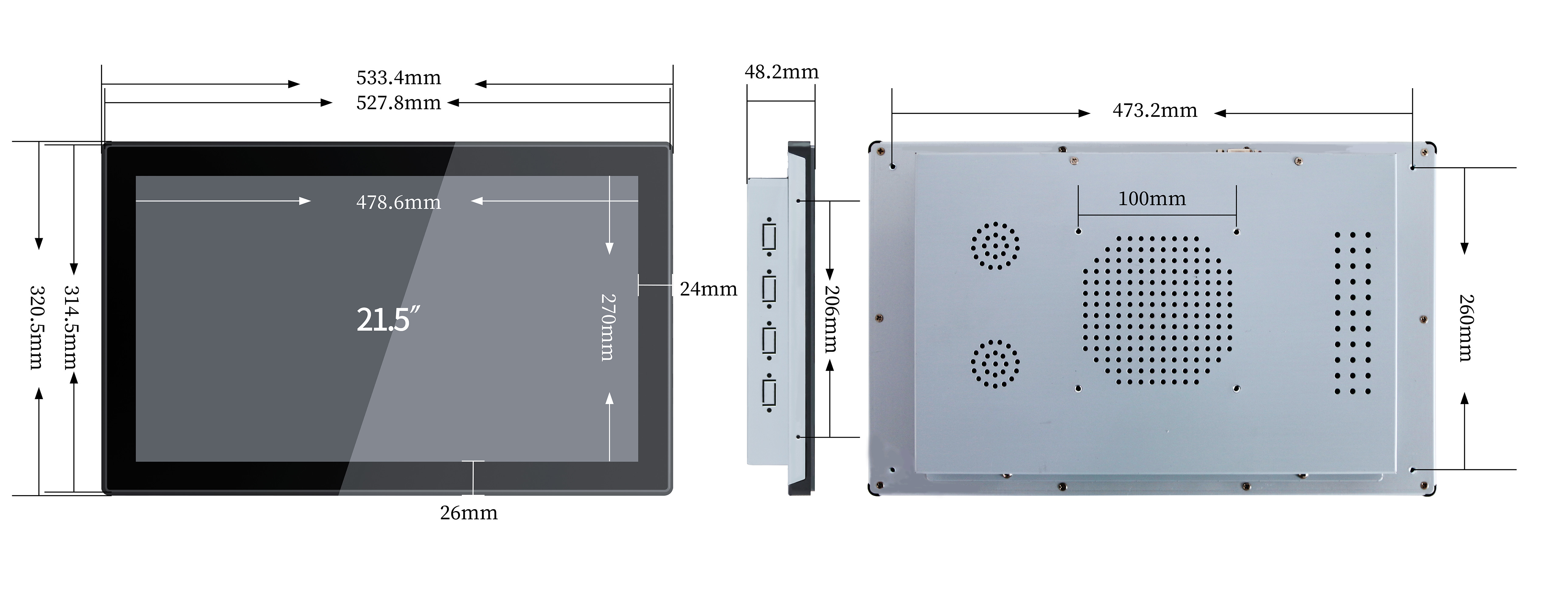 21" Embedded Capacitive Touch Screen monitor 10 point Touch Display For Kiosks