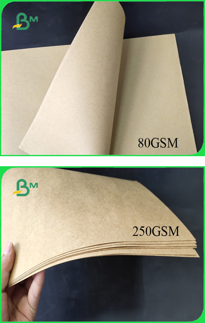 FSC 80g 250gsm 350gsm Natural Brown Color Kraft Paper Rolls Eco - Friendly