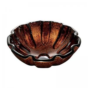 Quality 19mm Classic Clear Bathroom Sink Bowl Circular Tempered Glass Flower Shape Brown for sale