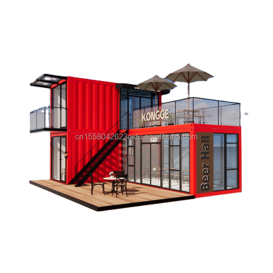 Aluminum Alloy Windows Luxury Commercial Prefab Construction House with Wall 50/75/100mm Wave Sandwich Panel
