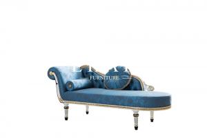 China High Quality Luxury Italian Chaise Lounge Sofa Blue Velvet Love Seat Chaise on sale