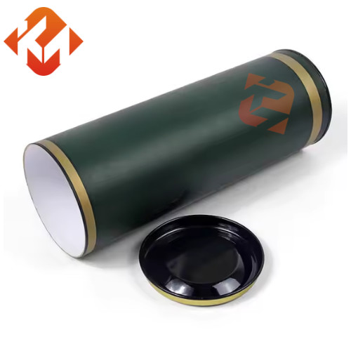 Cylindrical Wine Tube Packaging Kraft Paper Jar Tube With Metal Tinplate Cover