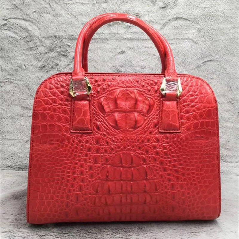 Fashion Authentic Crocodile Skin OL Lady Working Purse Female Handbag Exotic Alligator Leather Women Single Shoulder Bag