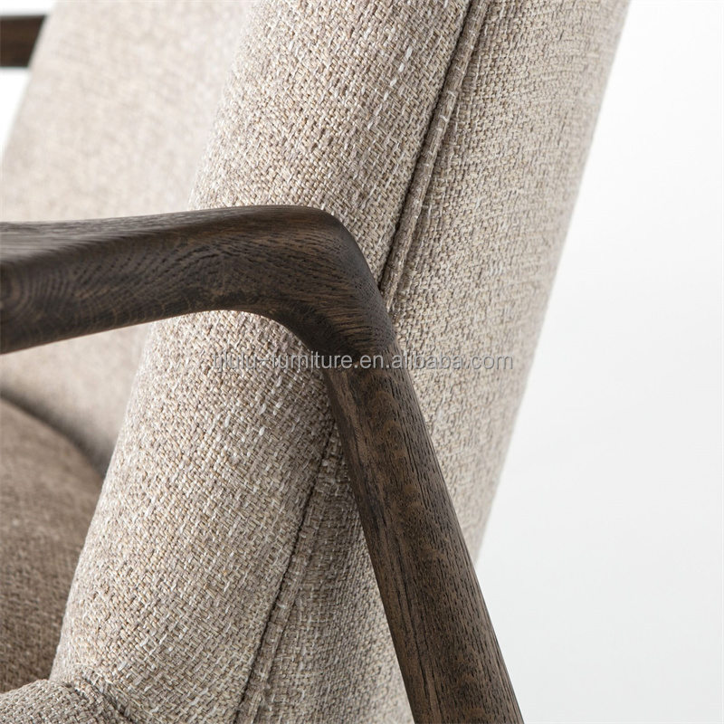 Single Living Room Furniture Wooden Upholstered Sofa Chair with Fabric and Foam Cushion on Wooden Frame