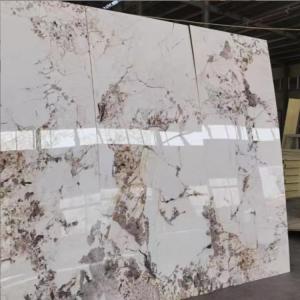 Quality Sustainable Living Glossy Marble Bamboo Charcoal Board Veneer Marble Fiber Wall Panel for sale