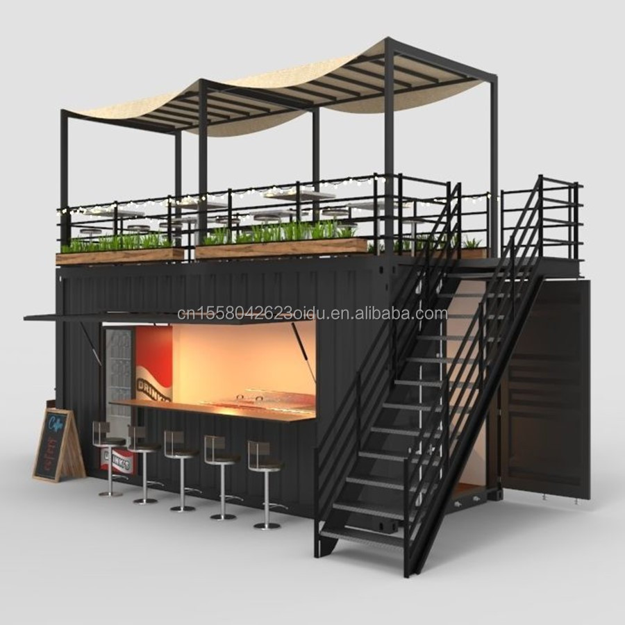 Chinese Style Logo Design 10ft 20ft Foldable Wooden Container Bar for Professional Business and Hotel