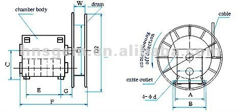Spring Type Cable Reel Drum 70m of Overhanging Type