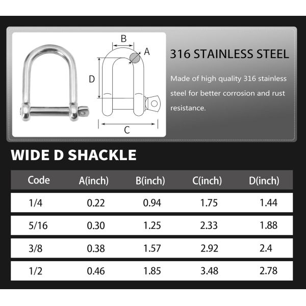 Hot Selling Stainless Steel Fastener 304/316 Rigging Hardware Lifting Anchor Shackles for Marine Hardware Shackles