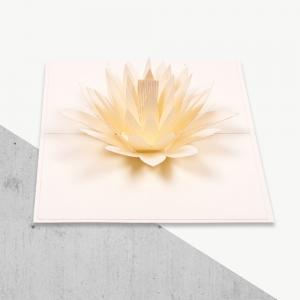 Quality Offset Printing 3D Pop Up Greeting Card White Water Lily Shape CE ROHS FCC Certificates for sale