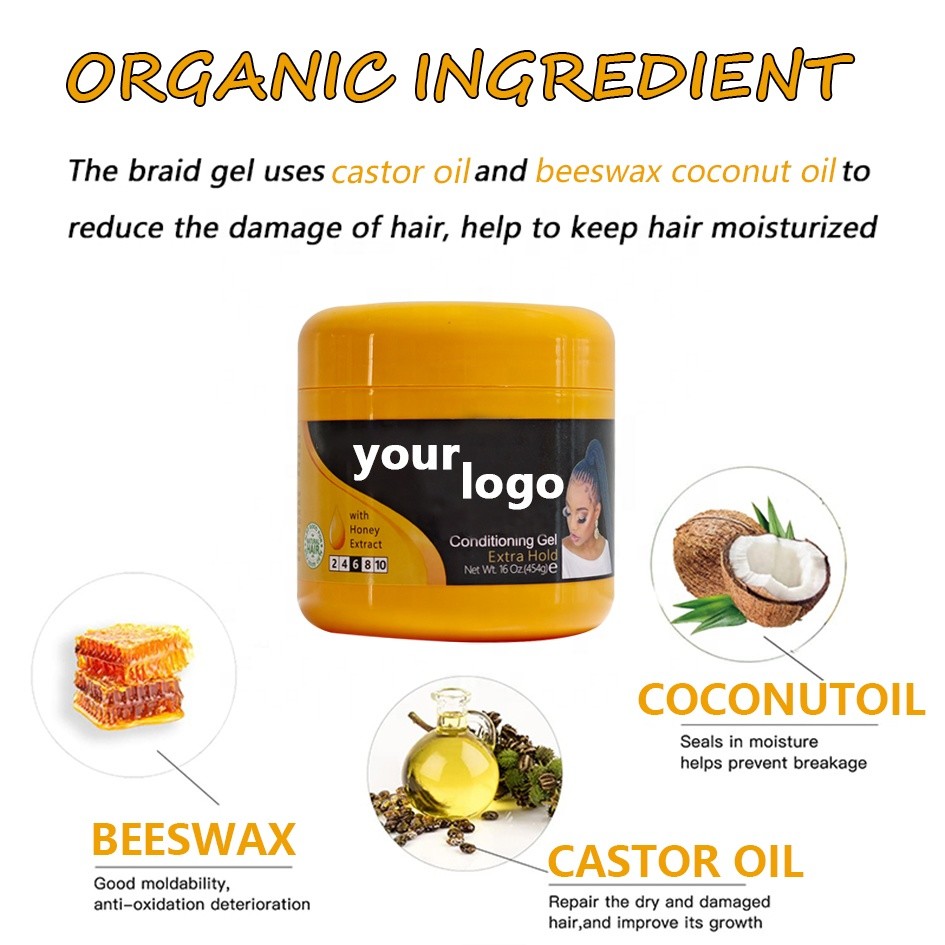 16oz Yellow Shine Jam Styling Gel Strong Hold No Residue Edge Control Gel Loc Braiding Gel No Flakes