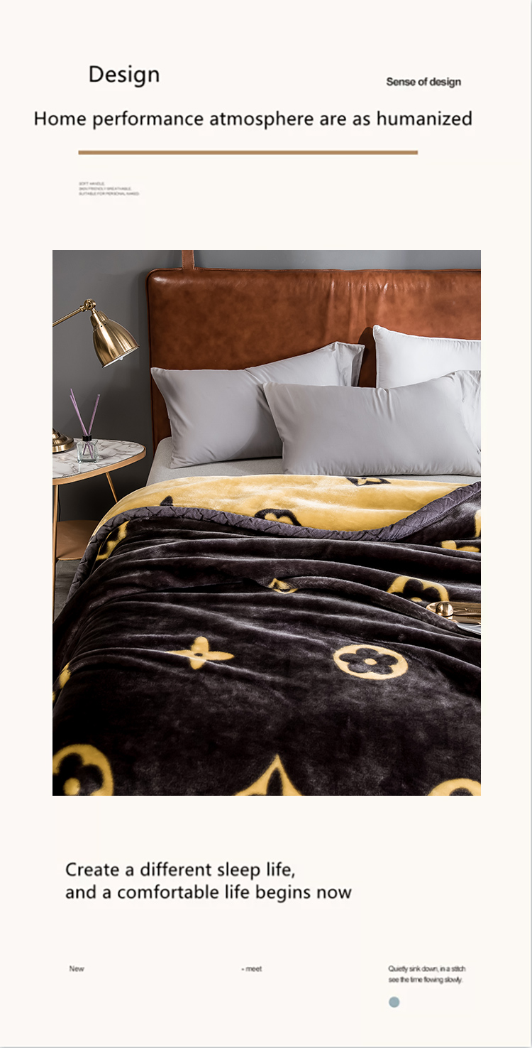 Brushed Pattern Fluffy Bedding Blankets for Winter Sublimation Luxury Blanket