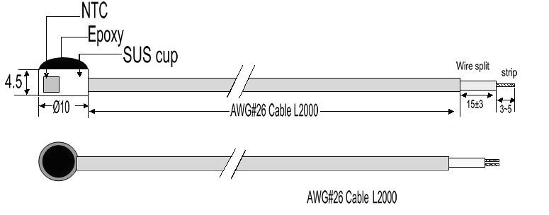 skin temperature probe drawing