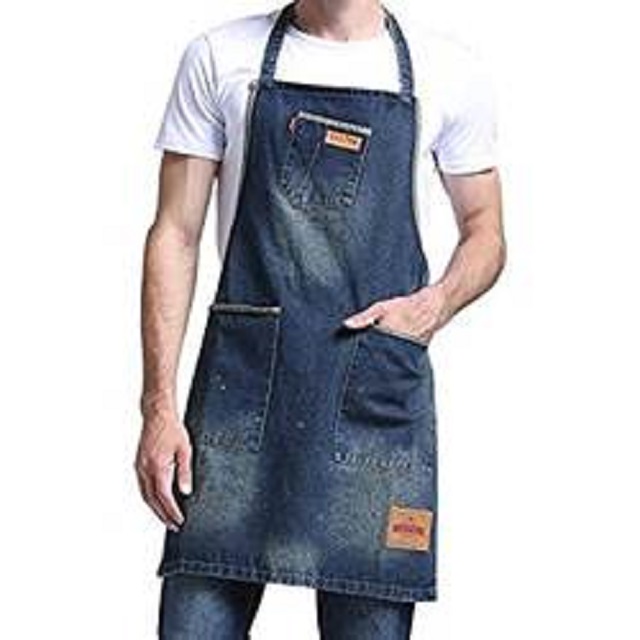 Eco-friendly Waterproof multifunctional Denim Work Apron Adjustable Bib Apron Unisex Cooking Aprons