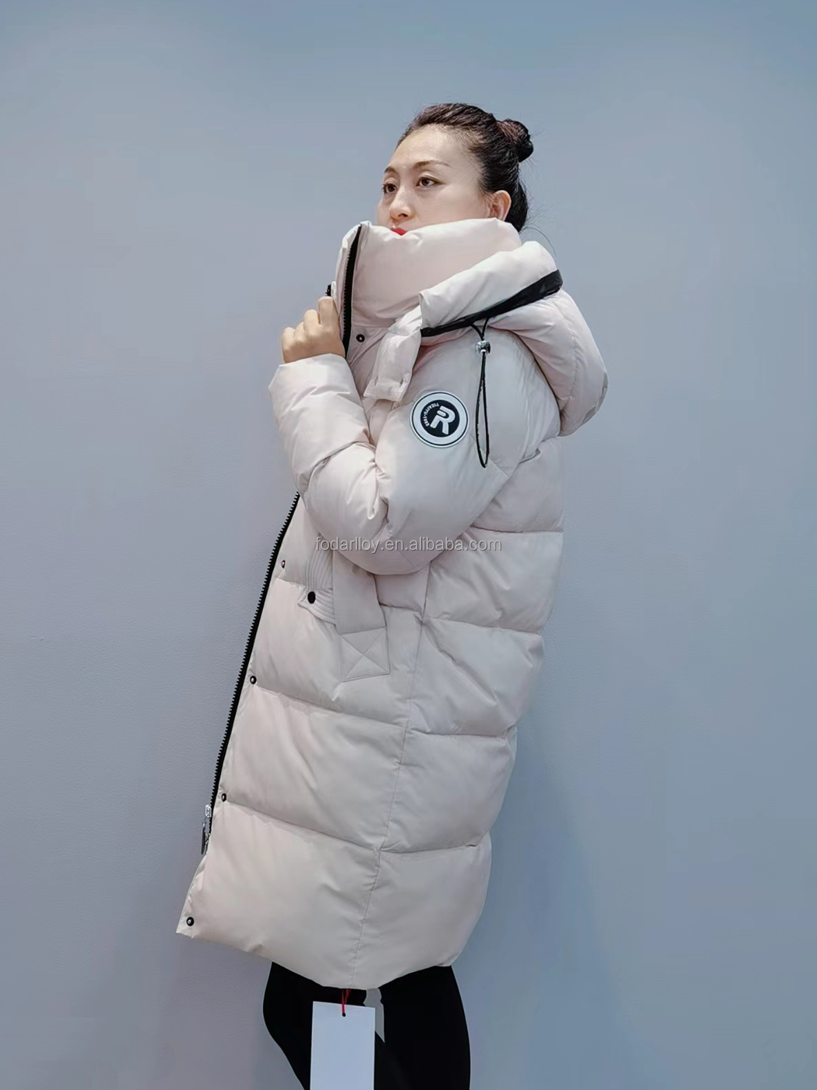 FODARLLOY F23533 Ladies Warm Hooded Cotton-padded Clothes Women Slim Long Winter Jackets Women Coats