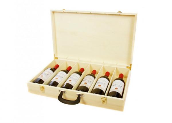 Buy Custom Natural Color Hinged Wooden Wine Box , Decorative Wooden Wine Boxes at wholesale prices