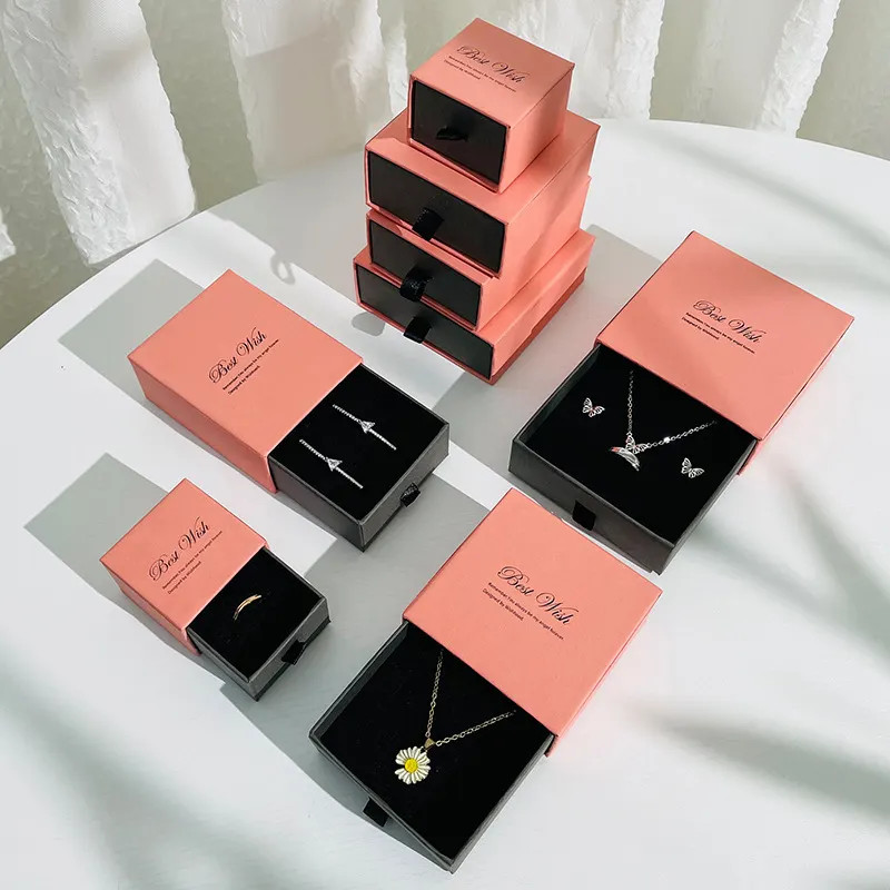 Custom Logo Paper Drawer Packaging Jewelry Gift Necklace And Bracelet Gift Box Wholesale Cardboard