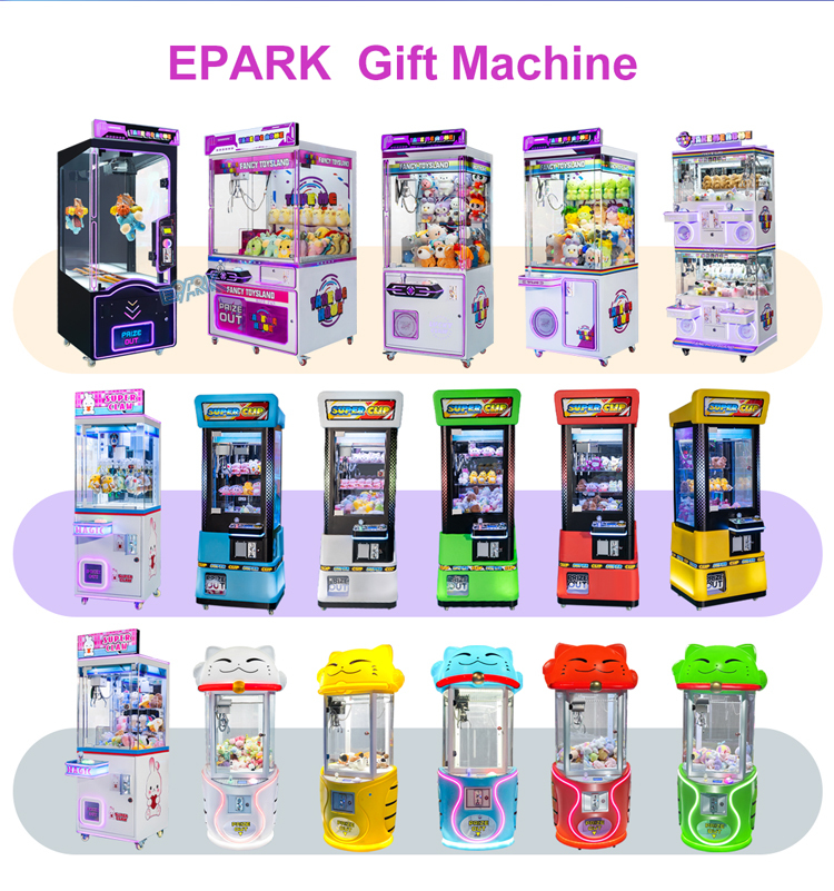 EPARK LED Scissor Gift Machine with Transparent Cabinet and Coin System