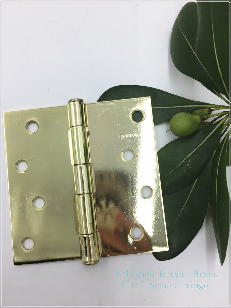 4" Polished Bright Heavy Duty Swinging Door Hinges Square Type