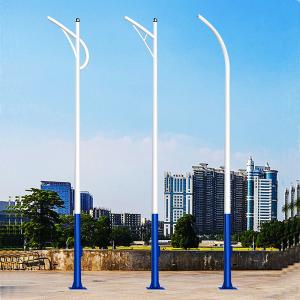 Quality Solar LED Street Lighting Pole Single Double Arm Steel Post for sale